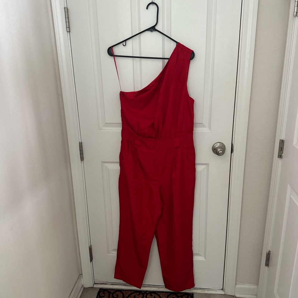 Express One-Shoulder Red Jumpsuit